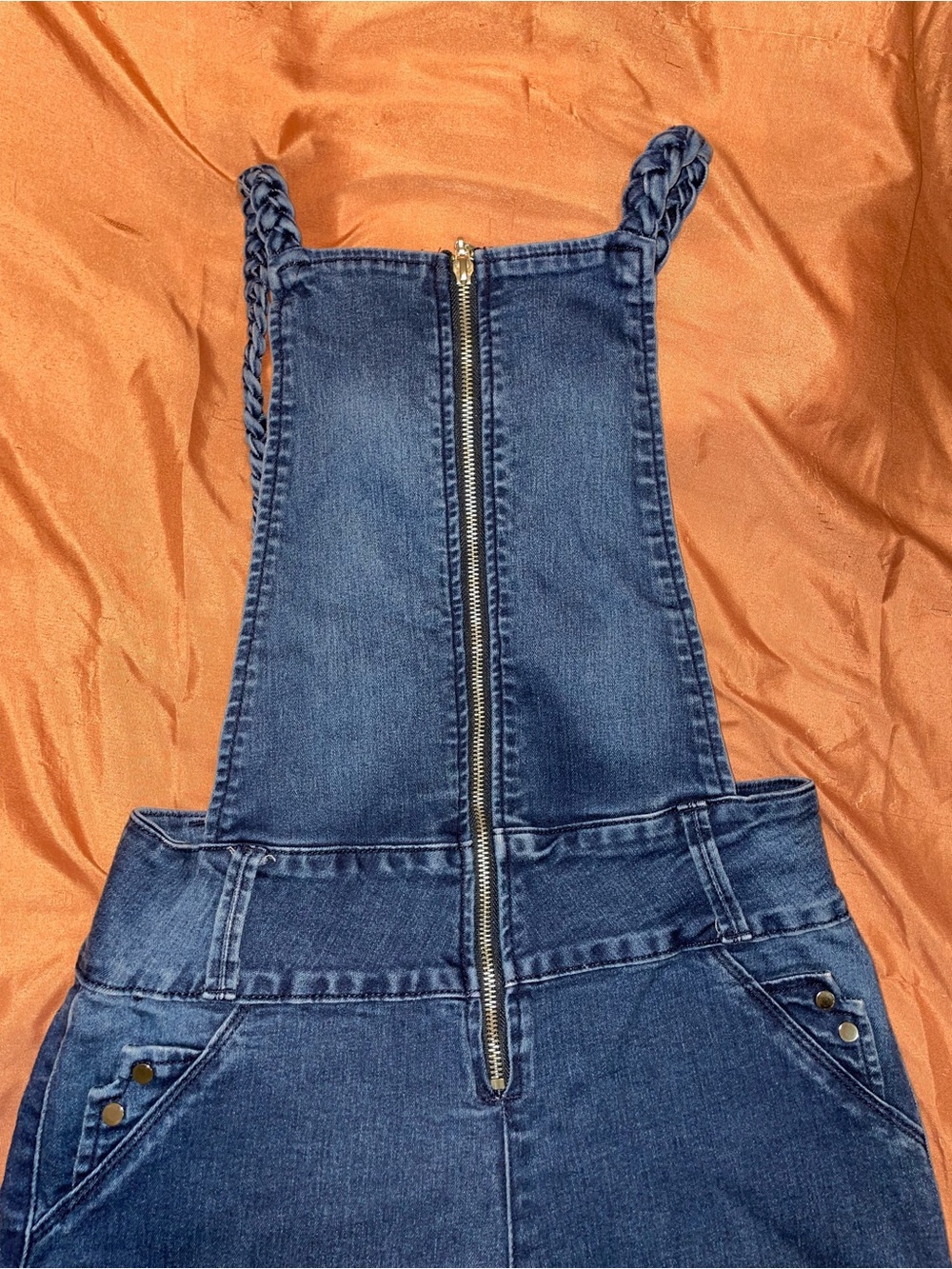 Dark Blue Denim Overalls with Braided Straps